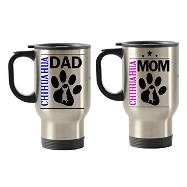 Imagem de Chihuahua Dad and Mom ideia de presente de aço inoxidável viagem isolado caneca (pai e mãe)
