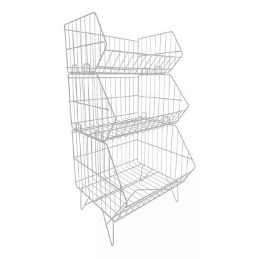 Imagem de Cesto Triplo Aramado Expositor Para Lojas Container 3 Cestos