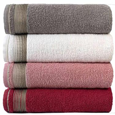 Imagem de Kit Com 4 Toalhas Banhão Gigante Alta Absorção Sublime 70x150cm - KIT 4 (Gris/Branco/Rosa/Terracota)