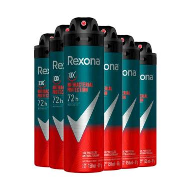 Imagem de kit Desodorante Aerosol Rexona Men Antibacterial 150ml - 6 Unidades