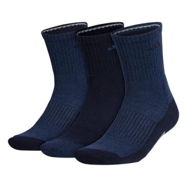 Imagem de adidas Meias masculinas acolchoadas x 3 meias de cano médio (3 pares), Azul marinho noturno/tinta legenda/cinza, Large
