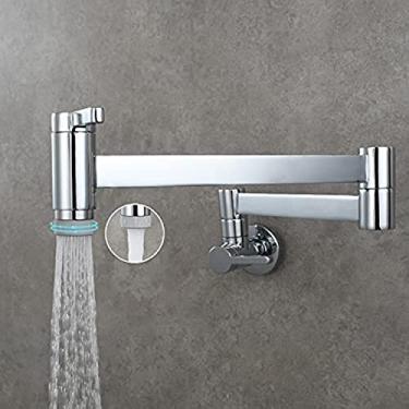 Imagem de SOKNARKU Torneira Dobrável Quadrada de Latão Sólido Montada na Parede, Interruptor Duplo, Cromada com Bocal de Dupla Função