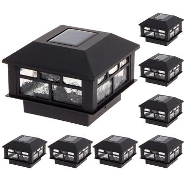 Imagem de GreenLighting – Conjunto com 2 lâmpadas de design moderno alimentadas por energia solar para postes de madeira