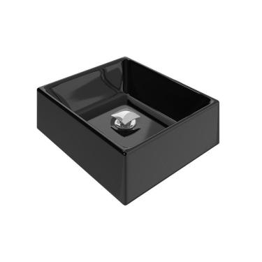 Imagem de Kit Cuba Tulipa Sobrepor Com Valvula Click Quadrada Preta