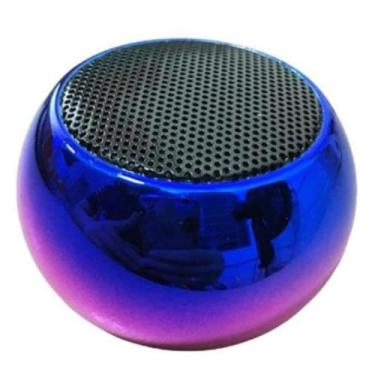 Imagem de Mini Caixa de Som Bluetooth TWS Speaker Portátil em Metal Comacto e Potente Azul e Rosa