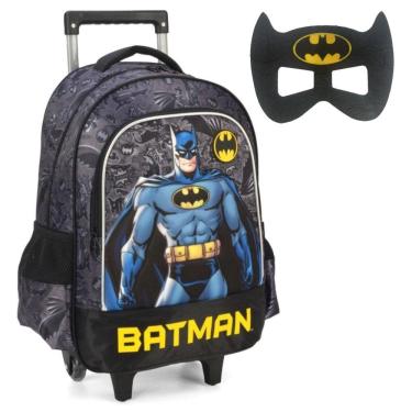 Imagem de Mochila Escolar De Rodinhas Menino Batman Luxcel c/ Máscara