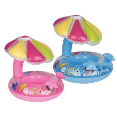 Imagem de Boia Bebe com Cobertura Cogumelo Coqueiro Assento Fralda Infantil Piscina Diversão e Segurança