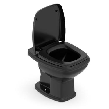 Imagem de Vaso Sanitário Convencional com Assento Queda Amortecida Fit Plus Celite Preto Brilhante