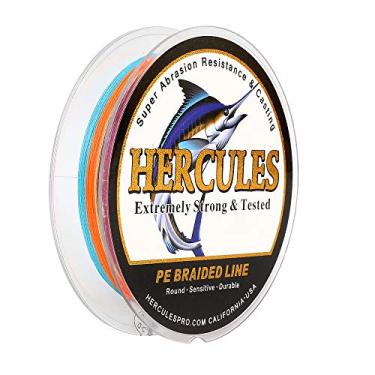 Imagem de Hercules Linha de pesca trançada super forte 4 fios super econômico de 1,8 kg a 2,3 kg Teste para água salgada, 109/328 / 547/1094 jardas (100 m / 300 m / 500 m / 1000 m), Diam# 0,08 mm - 0,55 mm Multicor, 20LB(9.1KG)-0.20MM-547YDS(500M)