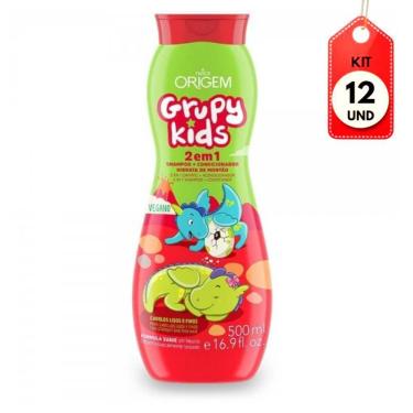 Imagem de Kit C-12 Grupy Kids 2em1 Hidrata De Montão Vegano Shampoo 500ml