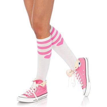Imagem de Leg Avenue Meias femininas casuais de festa na altura do joelho, Branco, Tamanho Único