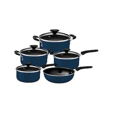 Imagem de Conjunto de Panelas 5 Peças Tramontina Tunis Antiaderente com Revestimento Cerâmico e Fundo de Indução - Azul
