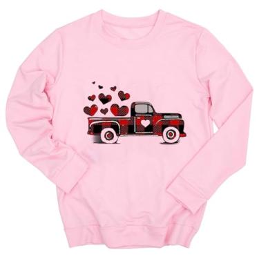 Imagem de Ykomow Camisetas femininas de Dia dos Namorados Xadrez Love Heart Valentines Day Camisolas Raglan Tops, Rosa - 2, GG
