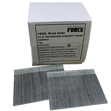 Imagem de Steel Force T64 Pregos de acabamento reto, calibre 16, 64 mm de comprimento, pregos de acabamento galvanizado para pistolas de pregos sem fio ou pneumáticas (2.500 unidades)
