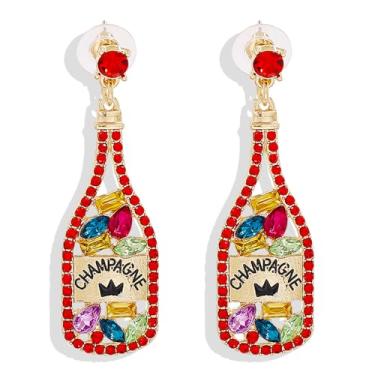 Imagem de Brincos de champanhe para mulheres, brincos de margarita, brincos de garrafa de vinho, brincos de tequila, brincos de martini, Halloween, Natal, Ano Novo, acessórios para fantasia de festa, Zinco, Sem