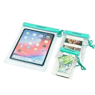 Imagem de YUMQUA Bolsas transparentes à prova d'água, pacote com 3 estojos à prova d'água, pequenos sacos secos para câmera, mapas, celular, caiaque, suporte de documentos para barcos militares