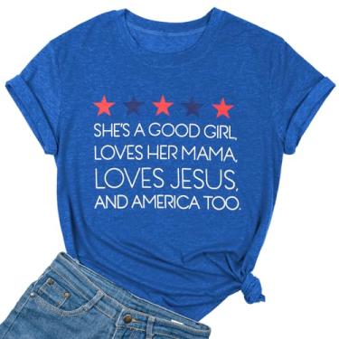 Imagem de Ykomow Camiseta feminina She is a Good Girl Loves Her Mama Loves Jesus & America Too (azul, GG), 7 - azul, XXG