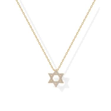 Imagem de PAVOI Colar feminino com pingente de estrela de Davi banhado a ouro amarelo 14K | Joias judaicas religiosas delicadas de zircônia cúbica, ouro amarelo, zircônia cúbica, Ouro amarelo, Zircônia cúbica