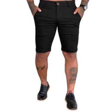 Imagem de Bermuda Alfaiataria Skinny Preta Casual Premium Masculina-Masculino