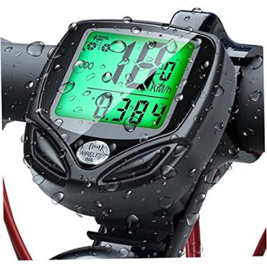 Imagem de USYONGTBV Computador de bicicleta unissex para adultos com display LCD, sensor de movimento e montagem no guidão, à prova d'água (IP54), com odômetro e velocímetro sem fio