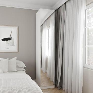 Imagem de Guarda Roupa Modulado 1 Porta com Espelho 6 Prateleiras Hera Cabecasa Madeiramadeira Branco Geada