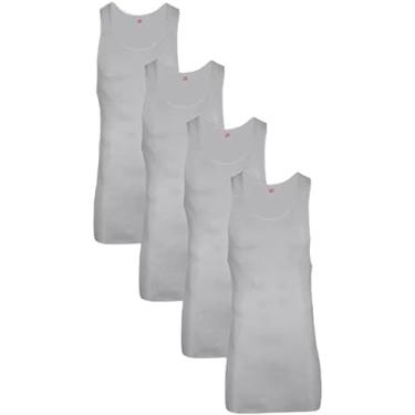 Imagem de Hanes Pacote masculino, camiseta regata de algodão leve com nervuras que absorvem umidade, pacote com 6, Pacote com 6, cinza, M