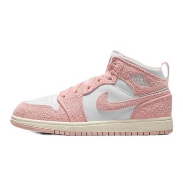 Imagem de Nike Tênis de basquete Jordan Kids Preschool 1 Mid, Branco/Legend Pink-Sail, 1 Little Kid