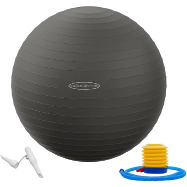 Imagem de BalanceFrom Bola de exercício antiestouro e antiderrapante bola de ioga bola fitness bola de parto com bomba rápida, capacidade de 900 g (48-55 cm, M, cinza)