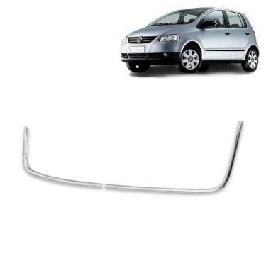 Imagem de Par Aplique Friso Moldura U parachoque Dianteira Volkswagen Fox Spacefox 2008 2009 2010 Cromado