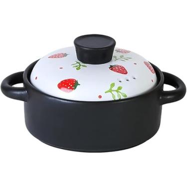 Imagem de Panela de barro para cozinhar panela de guisado de terracota panela de argila com tampa, panela de sopa de cerâmica caçarola pote de leite tagine pote, pote de 2,5l