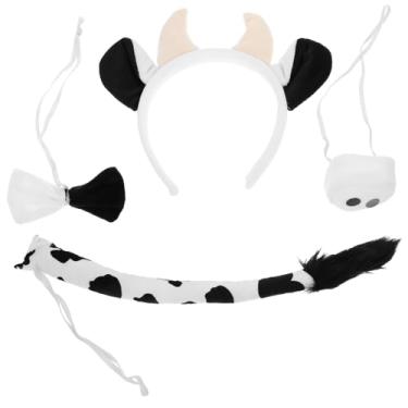 Imagem de 1 conjunto de orelha de vaca orelhas de halloween esponja suprimentos gravata borboleta cosplay conjunto de quatro peças faixa de cabeça conjunto de roupas orelhas de animal faixa de cabeça decorar ca