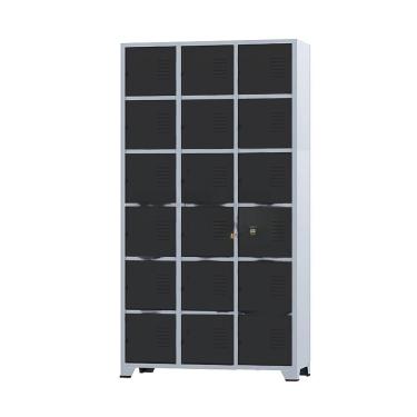 Imagem de Armário Roupeiro De Aço 18 Portas Para Vestiário Academia Locker Preto com Chave