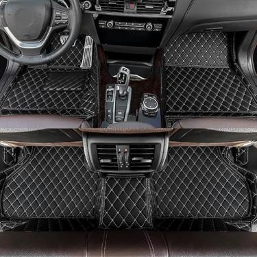 Imagem de GREATROAD Tapetes de carro de couro personalizados para Volvo S40 2006-2012 produção para todas as condições climáticas, tapetes de cobertura total（PRETO-BEGE）