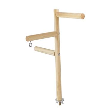 Imagem de Fenteer Pássaro de madeira poleiro treinamento gaiola acessórios cercadinho playstand playground para conures periquito, 3 barras