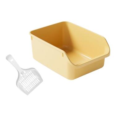 Imagem de Fenteer Caixa de areia para vaso sanitário para gatos, comadre fácil de transportar, anti-respingos para gatos abertos, amarelo