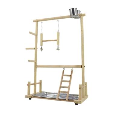 Imagem de Gralara Pássaro de madeira playground papagaios jogar carrinho pássaros mastigar brinquedos poleiro jogar para cacatuas