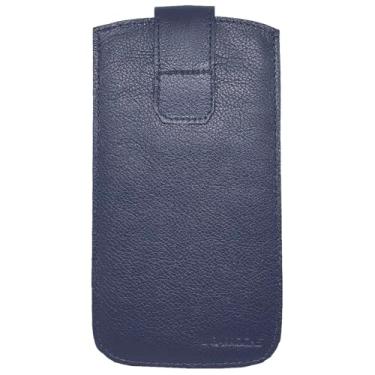 Imagem de Capa Couro Legítimo Alça Cinto Fecho Para Calculadora Hp12c Azul