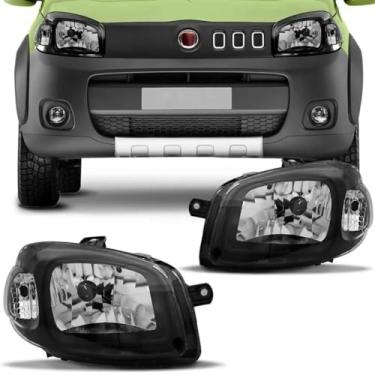 Imagem de Par Farol Uno Vivace Attractive Way 2010 2011 2012 2013 2014 2015 Máscara Negra