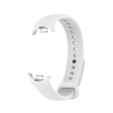 Imagem de Pulseira extra compatível com relógio xiaomi Mi band 5,Mi band 6,Mi band 7,Mi band 8,Mi band 9 - Cores qualidade premium silicone flexível (Branco Mi band 8/9)