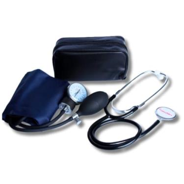 Imagem de Kit Estetoscópio e Esfigmomanometro Premium Aparelho Medidor de Pressão Arterial Analógico Manual
