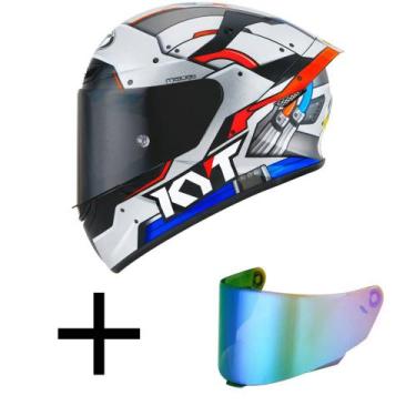 Imagem de Capacete KYT TT Course Space Monkey Azul Mais Viseira Camaleão, 62