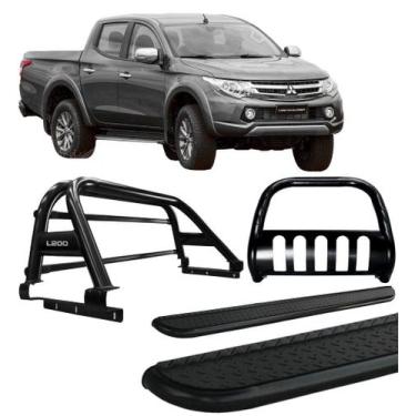 Imagem de Kit Quebra Mato Estribo Santo Antônio Duplo 020 L200 Preto - HOZZ