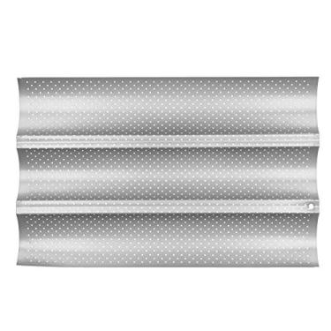 Imagem de Bandeja Antiaderente Multi-ranhuras Onduladas para Pão Francês e Baguetes - Molde Inovador de Aço Carbono para Baguetes Perfeitas Sempre, Essencial para Cozinha (Três vagas)