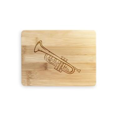 Imagem de Tábua de cortar trompete, presentes de trompete, presentes para trompete, tábua de corte de bambu, ideia de presente de inauguração de casa, aniversário, ideia de presente de Natal (pequeno (20 x 15