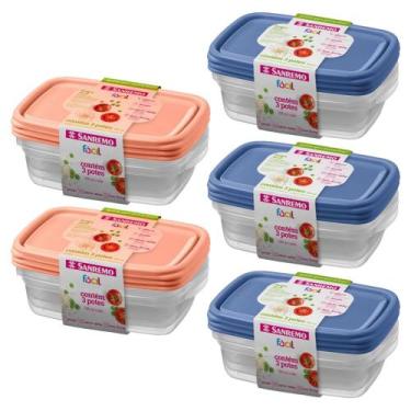 Imagem de Kit Potes Plastico 15 Peças Sanremo 785ml Freezer Microondas