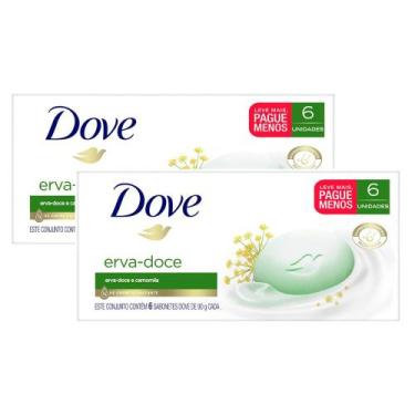 Imagem de Kit 2 Sabonete em Barra Dove Erva-Doce e Camomila 6 Unidades 90g Cada 