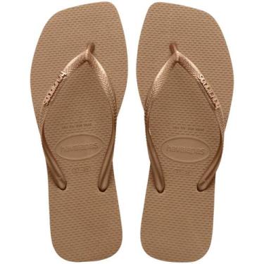 Imagem de Chinelo Feminino Havaianas Slim Square Metallic Marrom- 4148, 39/40