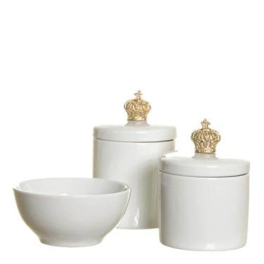 Imagem de Potes E Molhadeira Com Corôa Dourada Quarto Bebê - Potinho de mel