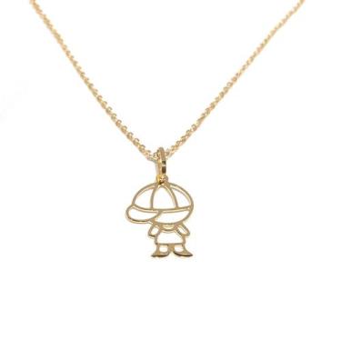 Imagem de Cordão Com Pingente Menino de Ouro 18k Bailarina 45cm Corrente Colar G