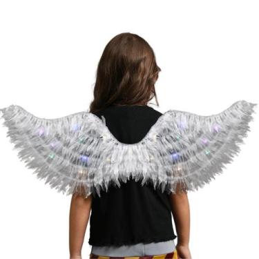 Imagem de Asas de Anjo Branca com Luzes LED Coloridas para Fantasia Infantil - A